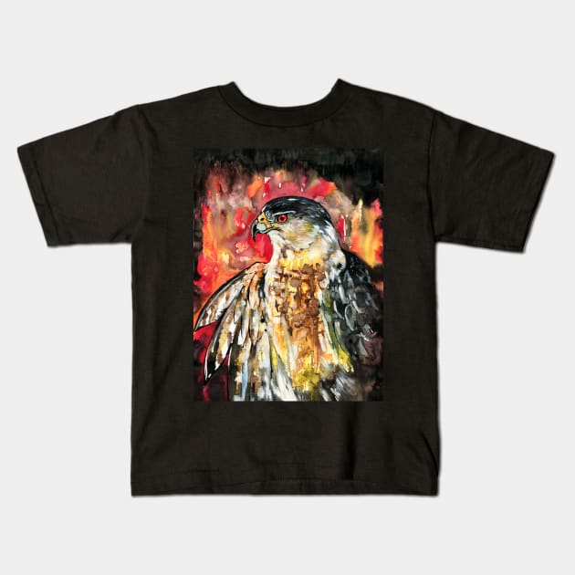 Cooper's Hawk Intensity Raptor Kids T-Shirt by 10000birds